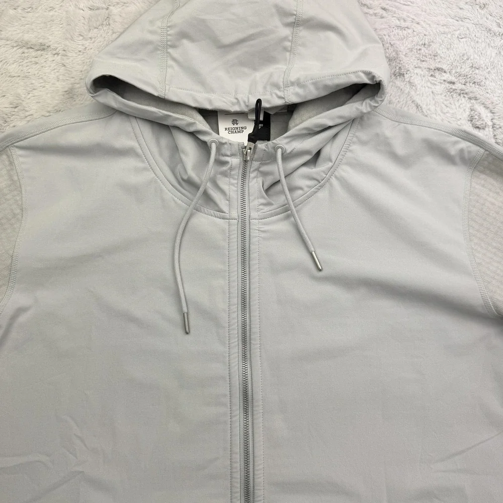 Adidas Reigning Champ Hoodie Mens 2XL Gray Full Zip Hooded Fleece Stretch NWT